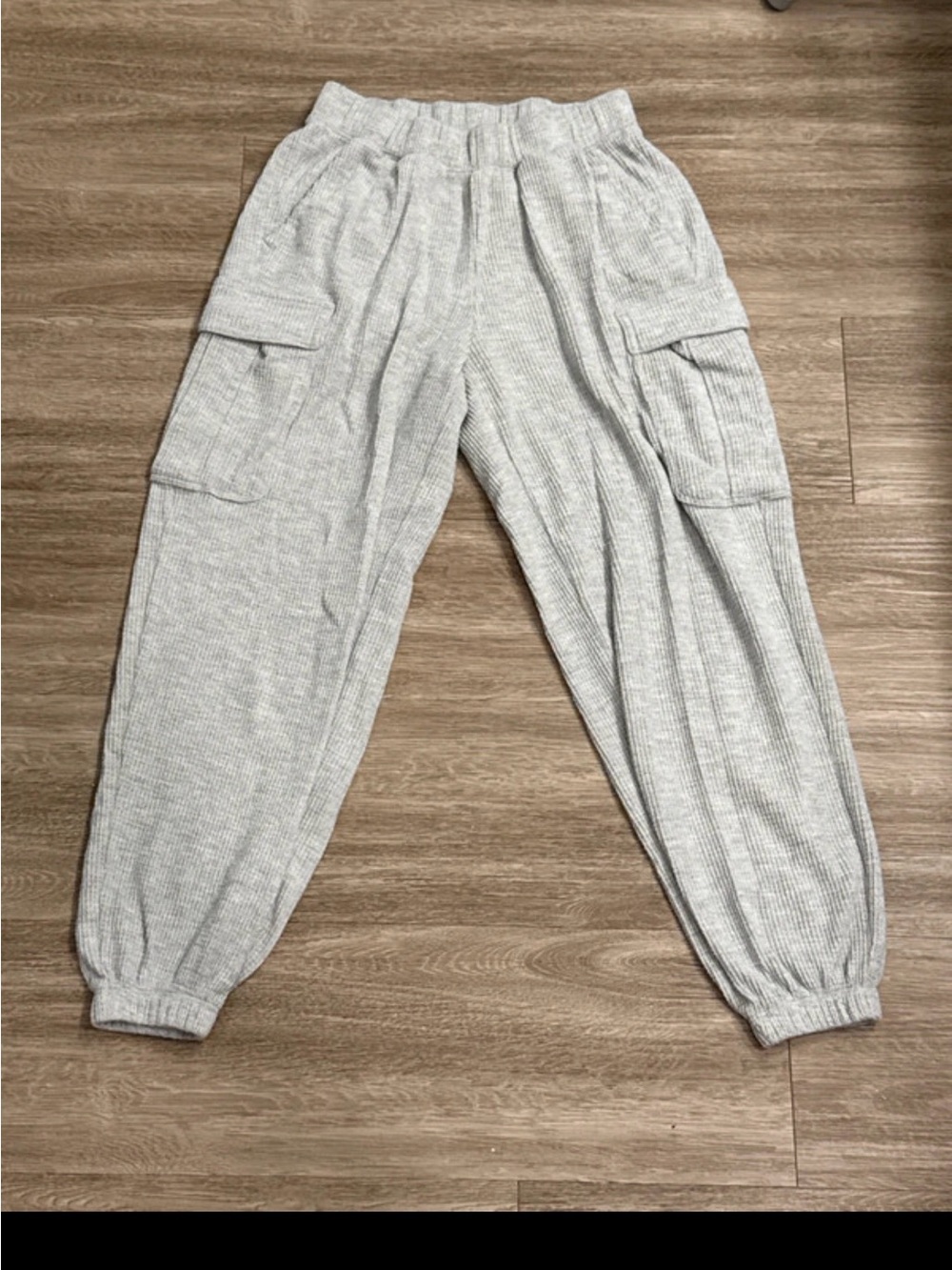 Aerie Ribbed Cargo Jogger Pants in Light Gray